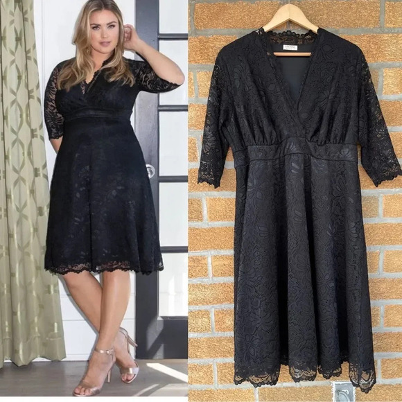 Kiyonna Mademoiselle Lace Dress - Onyx 2 X - Picture 1 of 11